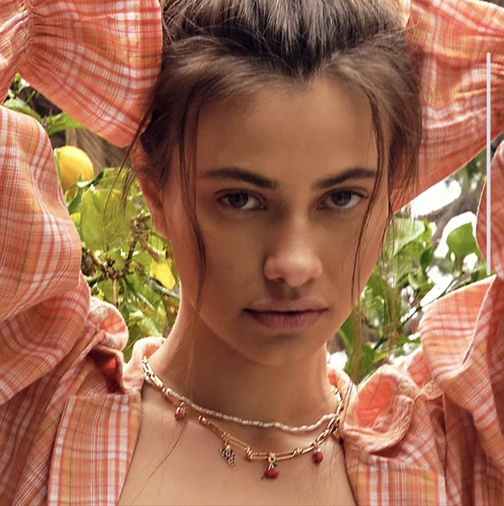 🧚‍♀️Free People RARE Amalfi Mini Fruit Charm Choker Necklace SILVER NWT